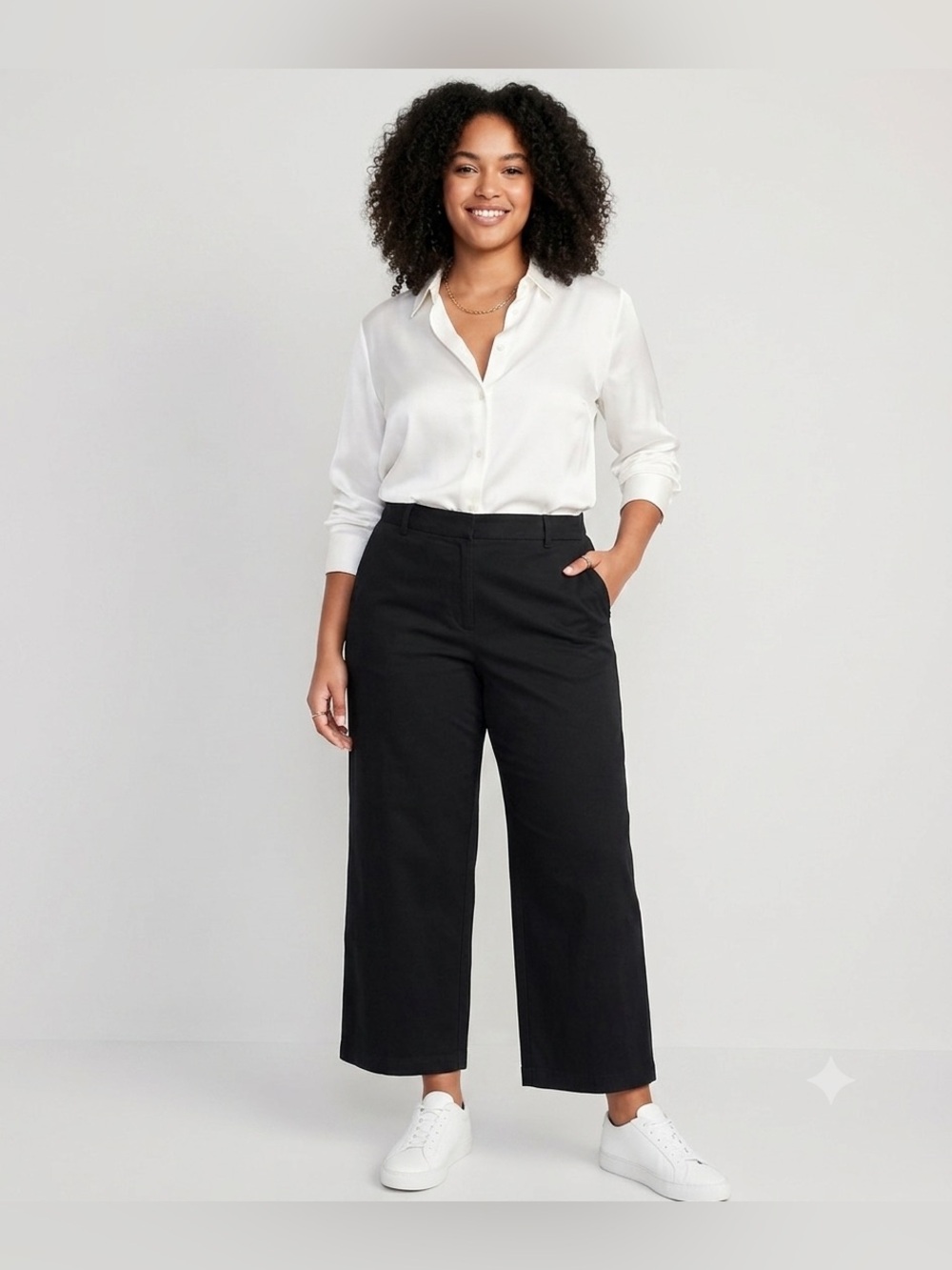 Eileen Fisher Organic Cotton Blend Wide Leg Black Crop Pants Size 2XL